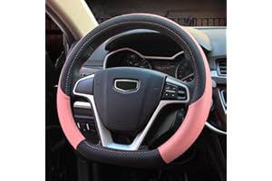 Pahajim Car Steering Wheel Covers D Shape PU Leather Flat Bottom Steering Wheel Cover Anti Skid Breathable Sport Style 37-38cm Car Accessories for Women Men