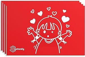 Creatorally 4 Hojas De Plástico ABS, Hoja Carteles Bricolaje 30x20 cm, Panel Grabable Para Carteles Personalizados, Pintura Artesanal De 1,3 mm De Grosor (Blanco sobre Rojo)