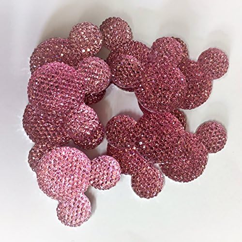 10x Light Pink Glitter Mouse Ears Charms, Plastic Dummy Clips