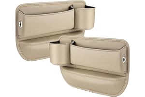 Convitex 2 Pack Car Seat Gap Filler Organizer with Drink Holder & Charge Hole | Handy Storage Box in Between Seats Organizer, Road Trip Essentials Car Accessories - Fits Most Cars SUV Trucks