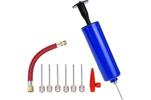AOBETAK Pompe à Ballon Pompe à air en Set avec 7Aiguille et 1 Adapteur et 1 Embout Ball Pump pour Football Basketball Volleyball Water Yoga Ball Gonflables