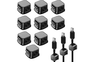 JJPJL 9 Pièce Clips Cable,Magnetic Cable Clips,Accroche Cable,Clips Cable Adhesif,Cable Clips,Support Cable,Pince Cable,Accroche Cable Adhésif,pour Câble de Chargement,HDMI,USB,Câble Audio(Noir)