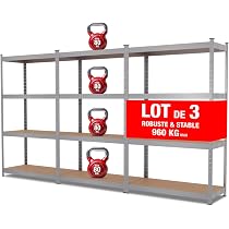 Étagère Garage Modulable EURO VANADIUM - 80x40x160cm - Charge 80kg/Plateau - Métal Galvanisé - Montage Sans Vis