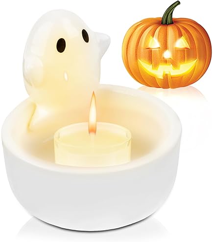 2 Stück Geister-Kerzenhalter Aus Keramik – Gruselige Deko Für Halloween