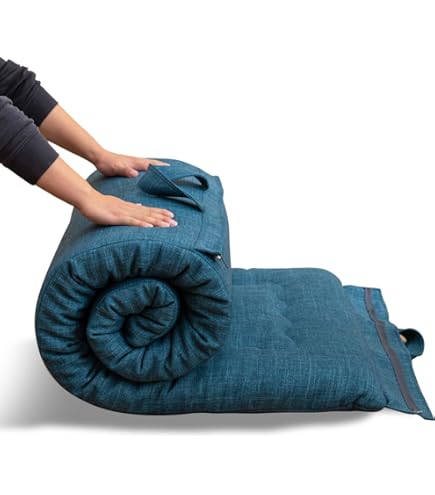 Futon Portatile In Cotone 100% - 140x200cm, Per Yoga, Massaggi, Campeggio, Spessore 4-5cm - Foto 10