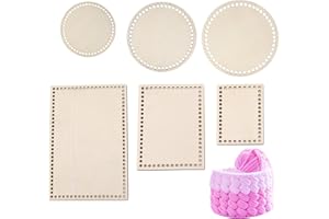 VASTSEA 6 Taglie Fondo Cesto in Legno Naturale, Uncinetto Cestino Base Legno Fondo, Base Cerchio Rettangolo in Legno Massello di Cesto all'Uncinetto, per Cestini Fai da Te Forniture