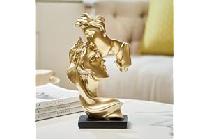 NORHOR Coppia statua creativa bacio scultura arte astratta coppia scultura arredamento casa statua resina decorazione romantica utilizzata per la decorazione della casa, matrimonio, regalo (oro)