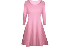 GENERIC Girls Plain Long Sleeves Flare Franki A Line Mini Skater Swing Dress Top Kids Age 5-14 Years