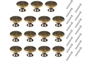 Huture 15 sztuk gałek do szuflad, gałki do szafek, okrągłe gałki meblowe, gałka do komody, uchwyt meblowy, zaokrąglone, antyczne gałki do szafki, biura, gałki do drzwi szuflad, gałki mebli, brąz