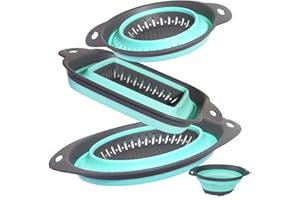 BYYX BXXY Set of 3 Collapsible Kitchen Colander/Strainer Perfect for Draining Pasta Vegetable Fruits (Turquoise(3Pcs)