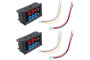 HUAZIZ 2Pièces Ampèremètre de Voltmètre à LED de 0,28",Testeur de Courant de Tension d'affichage de Multimètre Numérique,DC 0-100V 10A Détecteur de Tension Panneau de Mesure de Courant Amp Volt Gauge