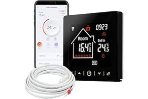‎MI-HEAT Mi-Heat M2 digital Thermostat WLAN & Bluetooth schwarz - Fußbodenheizung, Wasser und elektro Fussbodenheizung, NC-Ventil, Wifi Smart Raumthermostat Alexa Tuya Smart Life