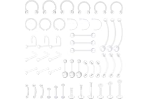 LAURITAMI Clear Piercing Retainer per naso setto labbra lingua capezzolo ombelico orecchio cartilagine Piercing Hoops plastica Piercing gioielli segnaposto per la chirurgia