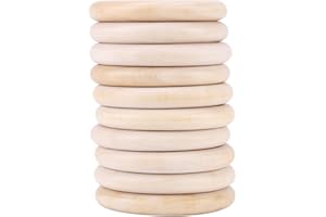 Qiilu 10pcs bébé anneau de dentition, bracelet en bois jouet en bois naturel jouet de dentition infantile bricolage artisanat