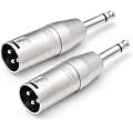 2 Adaptateurs Audio XLR Mâle vers Jack TRS 6,35 mm, Convertisseurs Symétriques Haute Fidélité pour Microphones, Tables de Mixage, Amplis, Enceintes et Studio Pro, Adaptateur Jack XLR Connecteur Audio