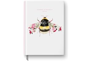 LOLA DESIGN LTD Lola Design - A5 Address & Birthday Book, Botanical Bee Design - Planners & Organisers - Hardcover Notebook with A-Z Alphabet Tabs and Satin Ribbon Marker - 148x210mm, 128 Pages