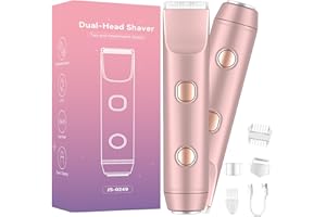AOMEES 3-in-1 Lady Shaver & Bikini Trimmer for Women | Dual Head Electric Razor | USB-C Rechargeable Facial & Body Hair Remover for Lips, Underarms, Intimate Areas | IPX7 Waterproof Women's Shaver