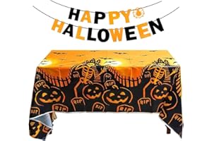 Aurasky Tovaglie di Halloween, Tovaglia in Plastica Zucca Terrificante, Halloween Banner di Zucca Banner di Ragno, Decorazione di Festa di Halloween all'Aperto Interno