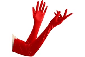 SYCLOPAK Guanti Lunghi,Guanti Lunghi Donna,Guanti Neri Lunghi Donna Eleganti,Satin Gloves,Long Gloves,Long Black Gloves,Guanti Cerimonia Sposa Di Raso Fino A Gomito,Ballo Accessori Donna Anni '20 Halloween