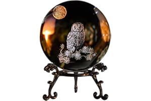 SDFLKAE Boule de cristal laser 3D de 60 mm - Presse-papiers - Hibou - Figurines - Boule décorative en verre avec support - Cadeau