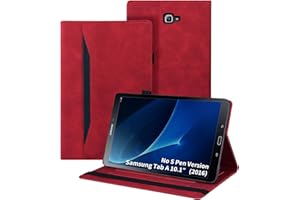 Auslbin Etui na Galaxy Tab A6 10.1, [Premium skóra PU][Automatyczne budzenie/uśpienie][Uchwyt na długopisy], [Podpórka wielokątowa], pokrowiec do Samsung Galaxy Tab A6 10,1 cala 2016 SM-T580/SM-T585 - czerwony