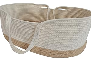 Yuehuamech Baby Moses Basket Portable Baby Bed Handheld Moses Basket Cotton Rope Infant Bed Carrycot Baby Changing Table Baby Sleeping Bag for Outdoor Travel Car