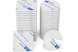 Double Sided Tape Extra Strong, 40 Pieces Self Adhesive Tape, Double Sided Mounting Tape Strong, Double Sided Adhesive Tape for Home Office Car School, Adhesive Pads Round & Square, White