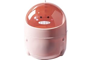 Greyoe Mini Poubelle, Petite Poubelle, Poubelle de Table avec Couvercle, Petite Poubelle de Salle de Bain, pour Salle Bain, Cuisine, Bureau, Poubelle de Style Dessin Animé Mignon Portable, Rose