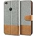 Produktbild BEZ® Huawei P8 Lite 2017 Hülle, Handyhülle Huawei P8 Lite 2017, Handytasche Schutzhülle Tasche Flip Case [Stoff Bezug und PU Leder] mit Kreditkartenhaltern, Standfunktion, Grau