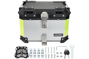 MOCOERL Motorrad Top Box, 45L wasserdichte Top Box für Motorrad zur Aufbewahrung Helm Gepäckbox mit Sicherheitsschloss Motorrad Top Case, mit Motorrad Rückenlehnen und Bodenplatte