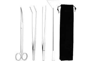 SKYEASURE Aquascape Tools, Long Tweezers for Terrarium, Terrarium Tools, Stainless Steel Aquarium Plant Tools Fish Tank Cleaning Tools Aquarium Tweezers Scissors Spatula Set for Aquarium Starter Kit