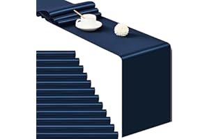 PESONLOOK Table Bright Silk Table Runner, 12×72 Inch Smooth Fabric Wedding & Party Decoration (Navy Blue)