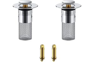stillwen Filtre Evier-Filtre de vidange pour lavabo,Filtre Evier Cuisine,Bouchon de Lavabo Pop-Up,Filtre Lavabo Pop Up,Filtre de Drainage de Sol en Acier Inoxydable,Universal,avec Panier filtrant.