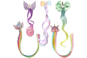 TIANNAIT 5 stück Mädchenperücke Haarnadel, Regenbogen-Pferdehaar-Accessoires, bonbonfarbenes Haarteil, Farbverlauf Haarverlängerungsclip, süße Prinzessin Haarnadel, für Partys und tägliche Kostüme
