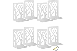 Mgood Sujetalibros Sujeta Libros Estanteria Originales Sujeta Libro Apoya Decorativos Soporte Libros Aguanta Separador de Libros Organizador para Casa Oficina Escuela(4 Pares Blanco, 9x12x16cm)