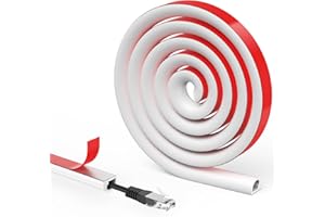 Flintronic Mini Canalina Portacavi, Canalina Passacavi Muro, Canali a Cavo Semicircolare, Copricavo Flessibile, per Pavimento della Parete, Con nastro autoadesivo-Bianco, 14x10mm-1 Metri