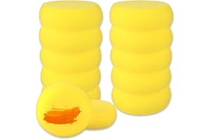 Apausvcm 12 Stück Runder Malschwamm,Synthetischer Kunst Schwamm,Runde Schwamm Set,7,5 cm Gelbe Handwerk Schwämme,Künstler Schwämme für Schule Handwerk Keramik Kunst Ton Gesichtsmalerei Reinigung