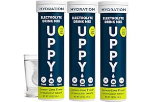Uppy! Soluble Electrolyte Hydration Drink Mix Tablets – Lemon-Lime with Ginger, Travel & Sports Hydration, Energy Support, Daily Life 30 Tabs (3 x 10)