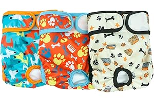 Hisprout Female Dog Diaper Reusable Washable Durable Doggie Diapers Pants(M,Funny Doggie)