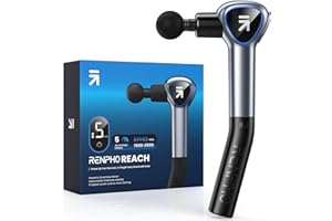 RENPHO Reach Massage Gun with Detachable Extendable Handle, Professional Massage Gun with LED Screen for Muscle Relaxation, Grey