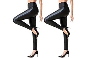 Powder Queen Leggings Simili Cuir Femmes Taille Haute Sexy Leggings en Cuir PU Pantalons Collants Treggins Leggins Femme Pantalon