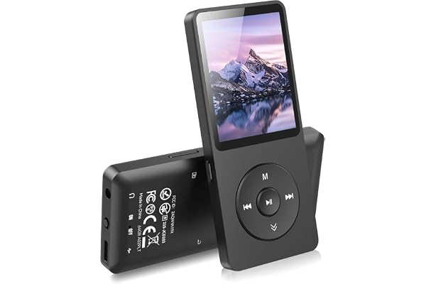 64Go Lecteur MP3 Bluetooth 5.3 AGPTEK Lecteur Musical avec Haut-Parleur Baladeur Portable sans Perte HiFi 70H Ultra-Longue Autonomie MP3 Sport avec Radio FM, Carte TF Jusqu’à 128 Go(sans Casque)-Noir