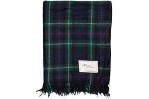 The Scotland Kilt Company Picnic Rug Scottish Tartan Throw in MacKenzie - Warm 100% Wool Travel Blanket with Fringed Edges - 60 x 70”