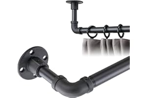 Harrms Bastone per tende industriali estensibile, 81-216cm, bastone per tende regolabile nero opaco, acciaio inox per finestre, bastoni per tende da soffitto per camera da letto, soggiorno