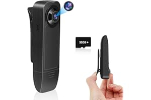 Pudet Luo Bodycam HD 1080P Kleine Kamera mit 32GB Speicherkarte,Mini Kamera ohne WLAN, Audio Video AufzeichnungTragbare Mini Überwachungskamera mit Nachtsicht für Sicherheit, Wache