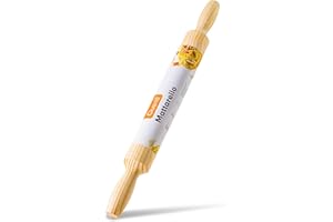 IPEA Mattarello in Legno con Manici - 40 cm x 4 cm - Mattarello con Superficie Antiaderente per Stendere e Impastare Pasta Fresca, Pizza, Biscotti, Ravioli, Torte, Pasticceria - Utile in Cucina