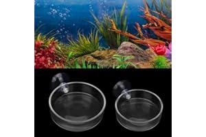 SENZEAL 2PCS Futternapf Rund Glas mit Saugnapf für Aquarium, Haus, Küche