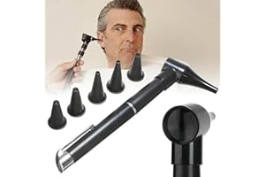 TMRBBESTY Otoscopio Semplice,Mini Otoscopio,Otoscopio Dell'orecchio,Otoscopio Pulizia Orecchie,Cura dell'orecchio portatile,Con 5 Teste Intercambiabili per la Casa dei Bambini Adulti,Escluse le batterie