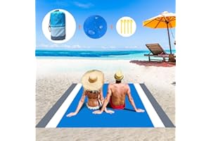 BALCONY & FALCON Tapis de Plage 210 x 200 cm Couverture de Pique-Nique Camping Imperméable et Anti-Sable avec 4 Piquets de Tente pour Barbecue Plage et Pique-Nique