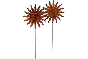 Bornhöft - Set di 2 spine da giardino con sole, 20 x 60 cm, in metallo ruggine
